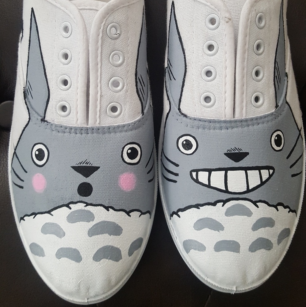 Hand painted totoro shoes